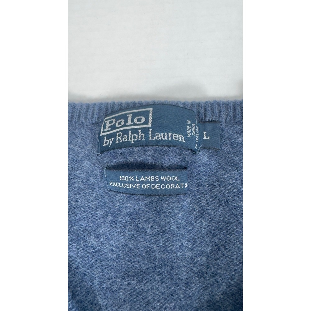 Polo Ralph Lauren 100% Lambswool V-Neck Sweater Mens  Pony Logo Prep Old Money - Picture 7 of 7